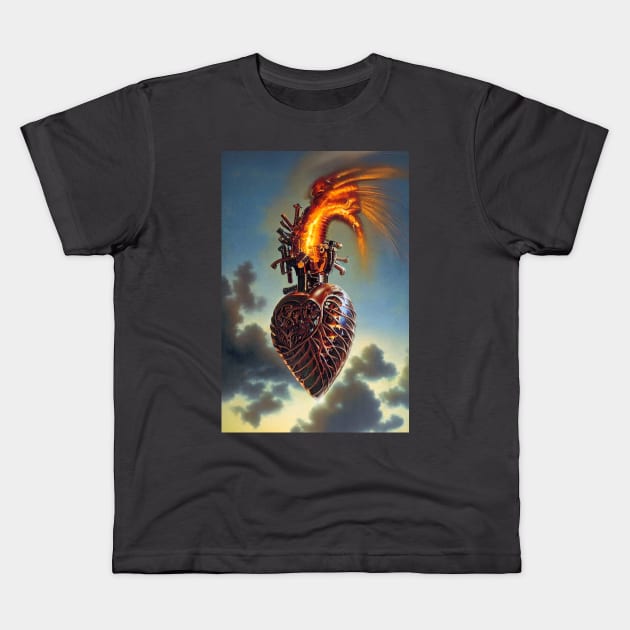 Steampunk mechanical heart Kids T-Shirt by Dendros-Studio